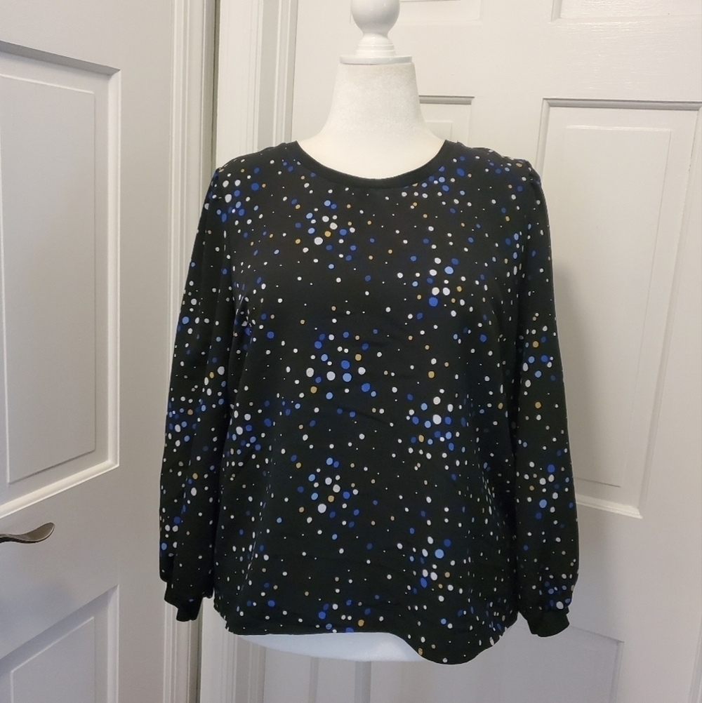 PopSugar Black Polka Dot Blouse Size XL, Business Casual
